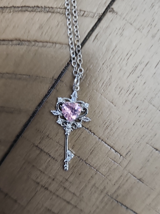 Jewelry - 1Pc Key Necklace With Heart Opal - Perfect For Daily Wear And Gifting - April